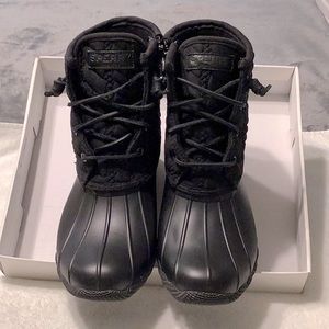 Sperry Quilted Wool Saltwater Duck Boots-Black
